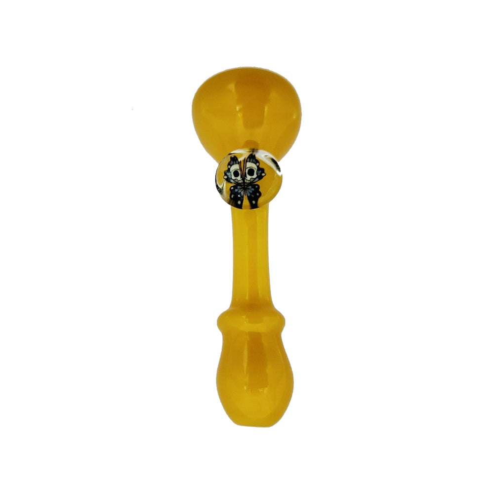 Matty White Glass Spoon One Hitter With Milli Yellow | The Treasure Chest Naples Ft Myers FL