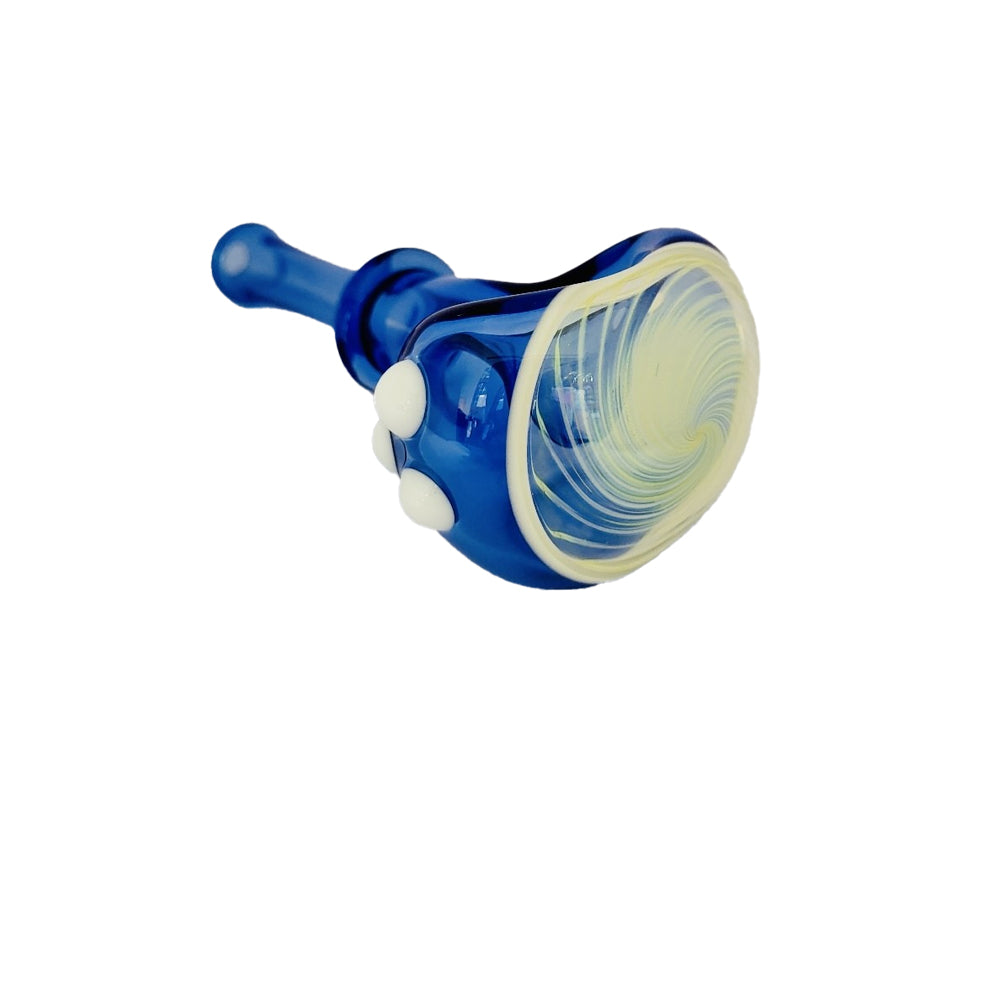 Kyle White Glass Fume Cap Dry Pipe Spoon Blue