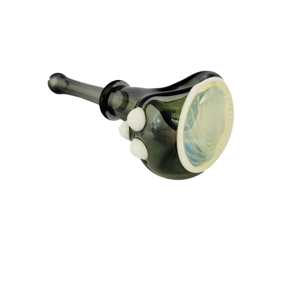Kyle White Glass Fume Cap Dry Pipe Spoon Green