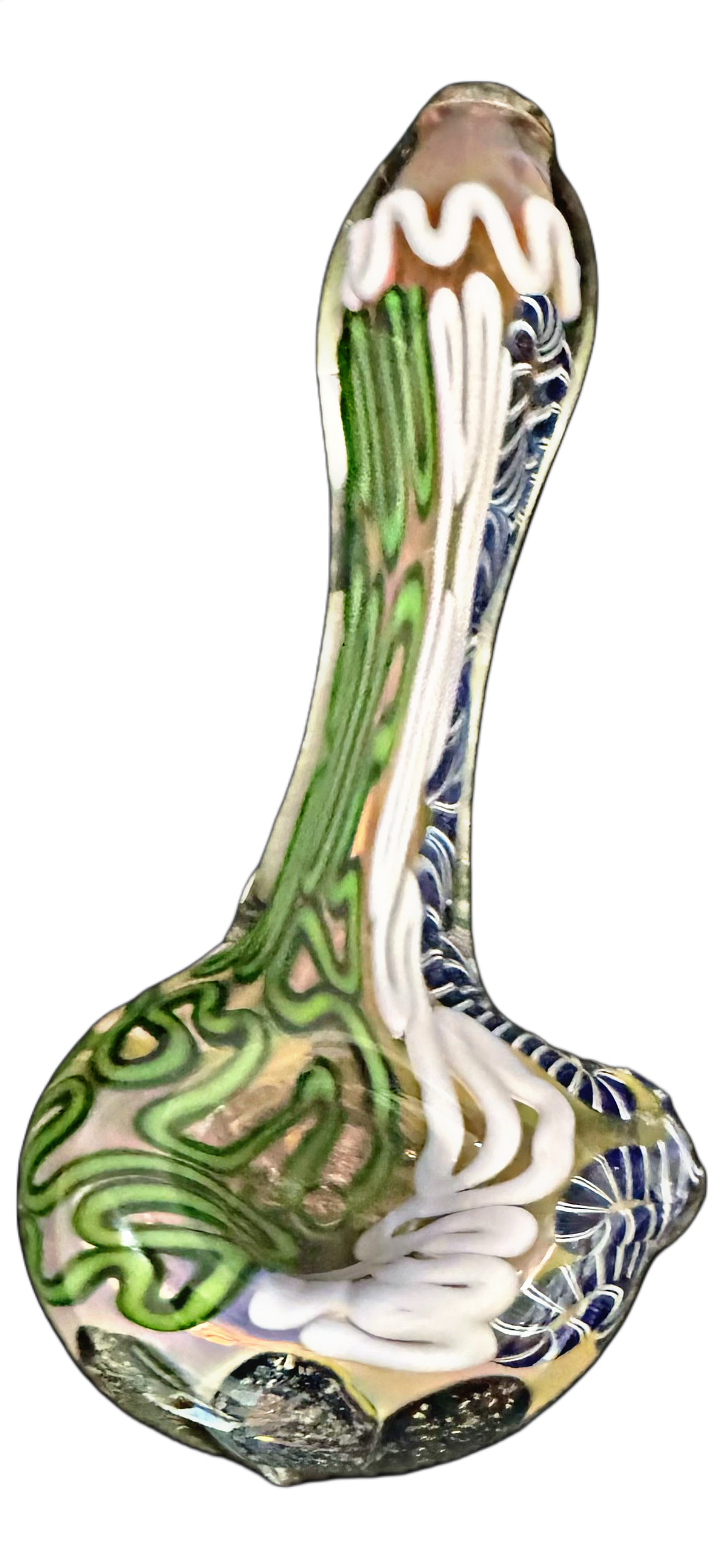 Matty White Dichroic Fumed Abstract Flower Hand Pipe