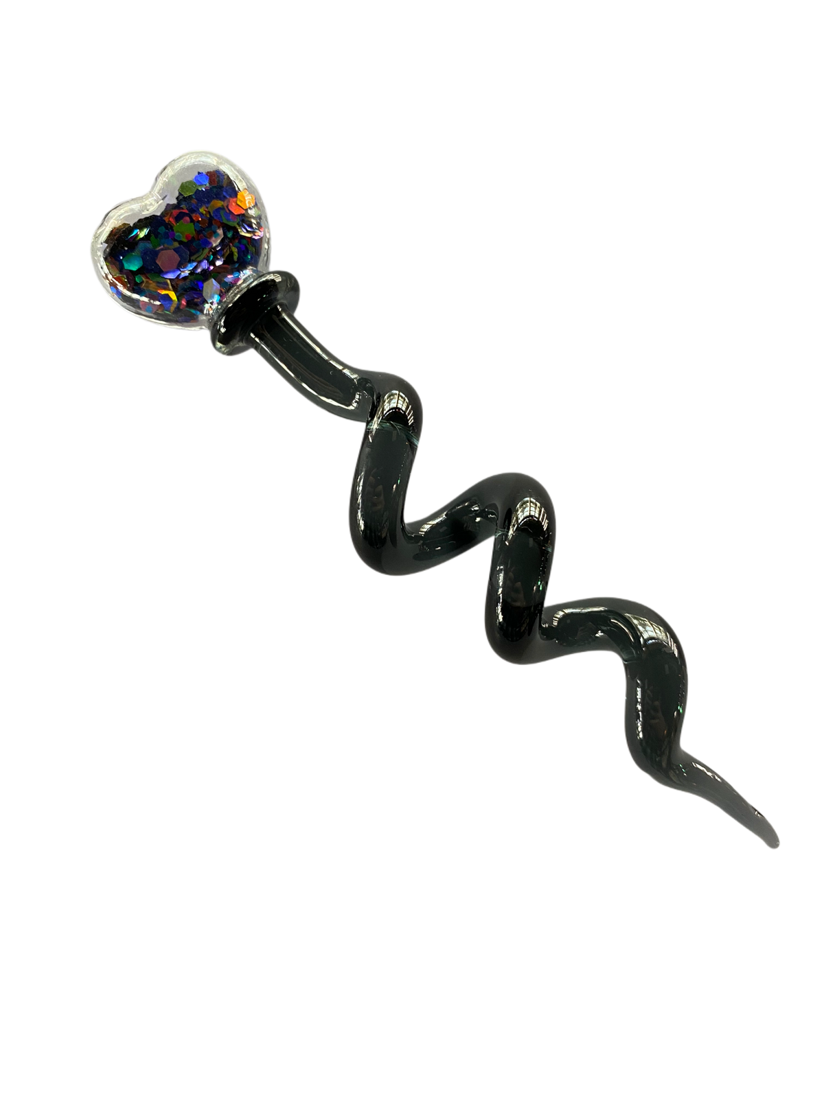 Heart Glitter Filled Coiled Glass Dab Tool