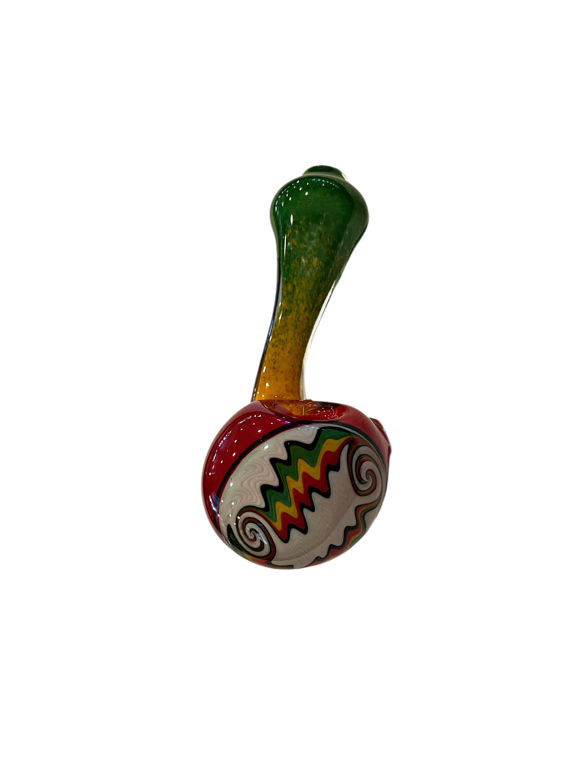 Home Blown Glass Rasta Vertical Sherlock Handpipe
