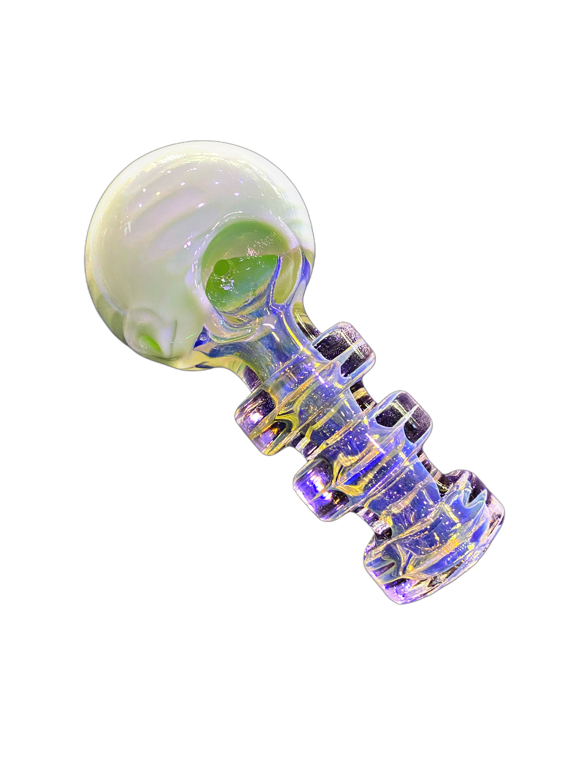Silver Fumed 3 Ringed Mouthpiece with Round Sphere Spoon Pipe