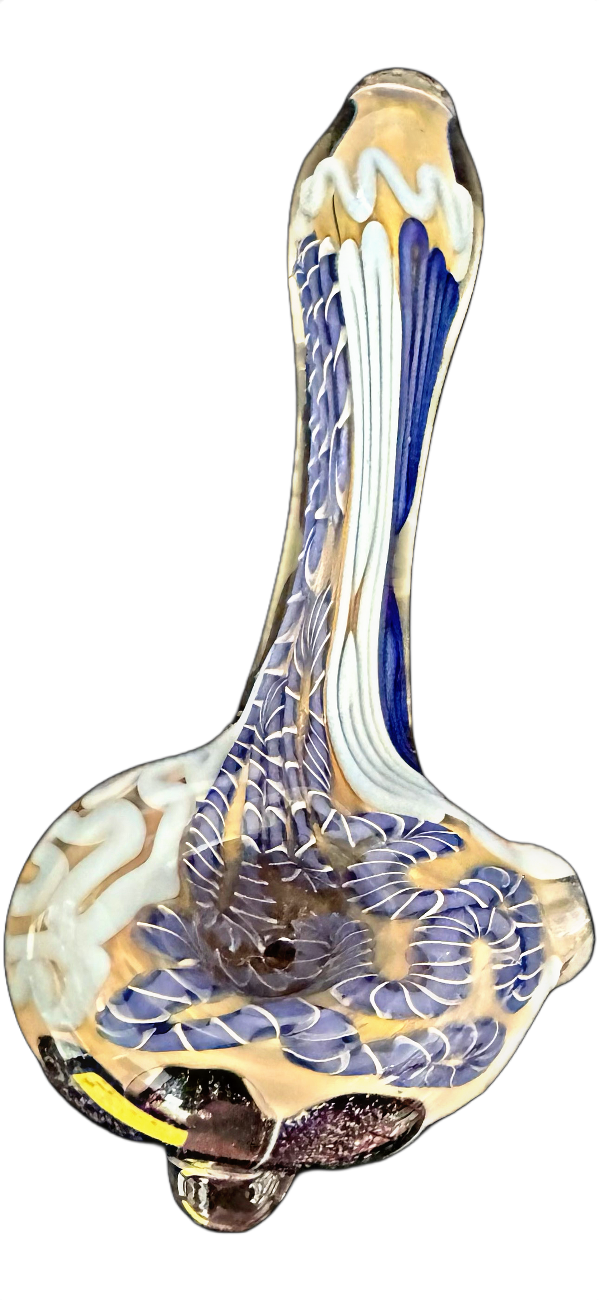 Matty White Dichroic Fumed Abstract Flower Hand Pipe